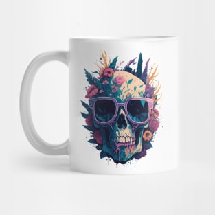 Floral Graffiti Vintage Painting Skull Mug